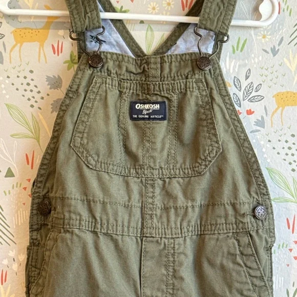 Oshkosh baby B’gosh 24 Month Airplane Lined/ Cuff Army Green Vestbak Overalls - Picture 9 of 15